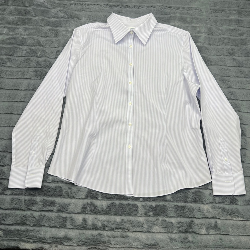 Brooks Brothers Mens 16 Fitted Non-Iron Stretch Shirt Purple White Stripe 12016